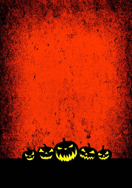 Halloween Grunge Illustration Fond Avec Des Citrouilles Effrayantes — Photo