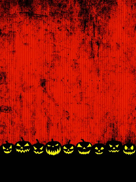 Ilustración Fondo Grunge Halloween Con Calabazas Espeluznantes —  Fotos de Stock