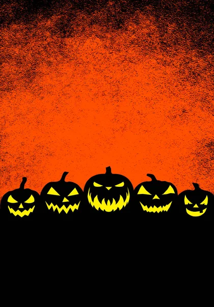 Ilustración Fondo Grunge Halloween Con Calabazas Espeluznantes — Foto de Stock