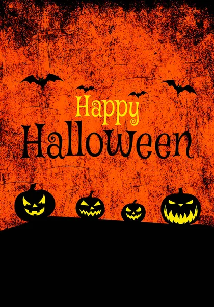 Happy Halloween Grunge Background Illustration Spooky Pumpkins — Stock Photo, Image