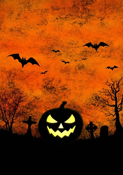 Halloween Grunge Background Illustration Jack Lantern Pumpkin — Stock Photo, Image