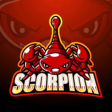 Scorpion maskot esport logo tasarımının vektör illüstrasyonu
