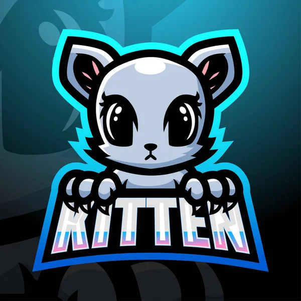 Ilustração Vetorial Kitten Mascote Esport Logotipo Design —  Vetores de Stock