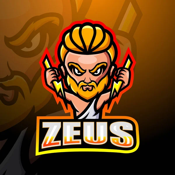 Vektor Illustration Zeus Maskot Esport Logotyp Design — Stock vektor