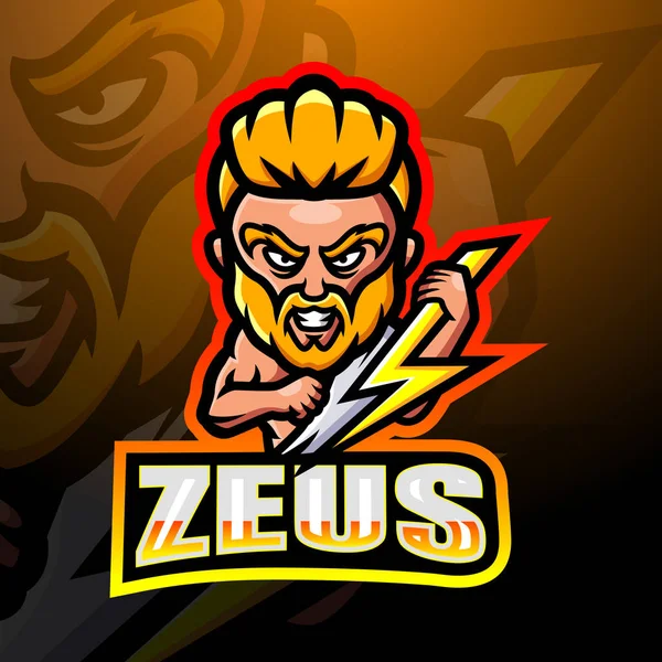 Vektor Illustration Zeus Maskot Esport Logotyp Design — Stock vektor