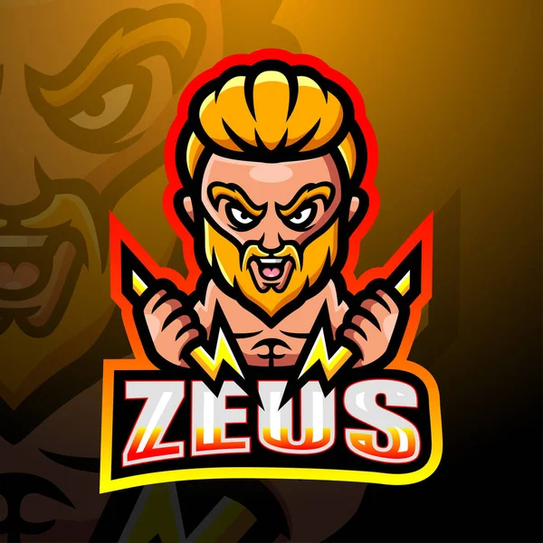 Vektor Ilustrasi Dari Maskot Zeus Esport Logo Desain - Stok Vektor