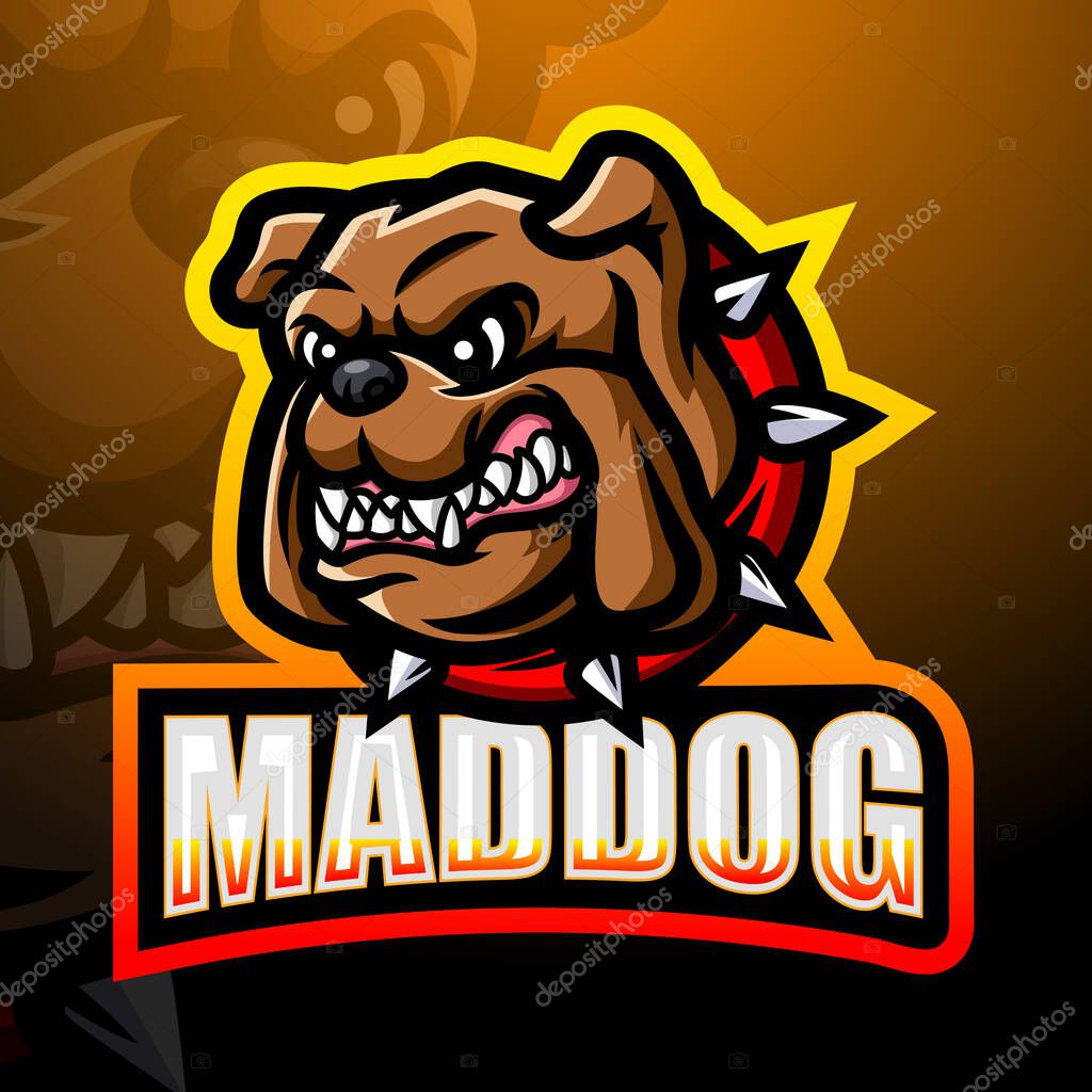 Vector illustration of Mad dog mascot esport logo design