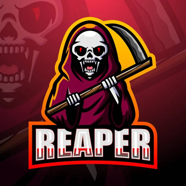 Vektor Illusztrációja Reaper Koponya Kabala Esport Logó Design — Stock Vector