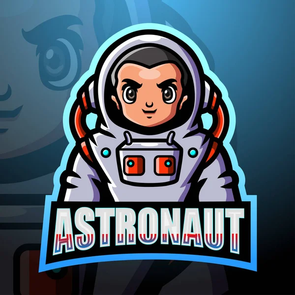 Ilustração Vetorial Design Logotipo Esport Mascote Astronauta — Vetor de Stock