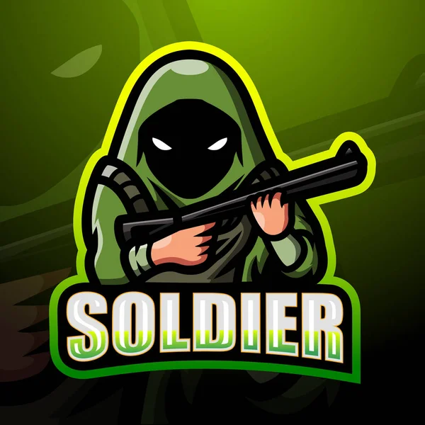 Wektor Ilustracja Projektu Logo Maskotki Soldier Esport — Wektor stockowy