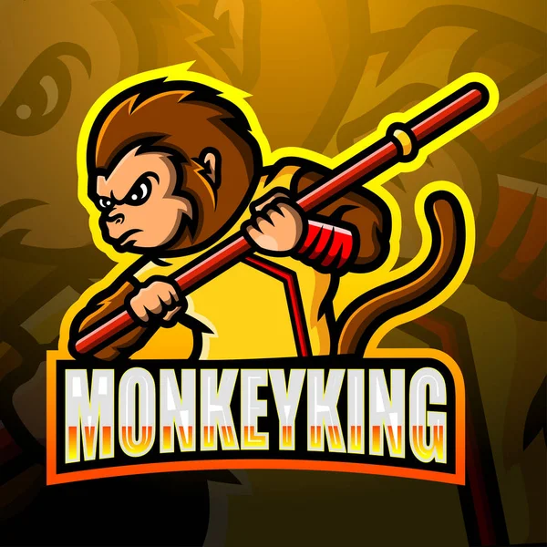 Vektor Illustration Monkey Kung Maskot Esport Logotyp Design — Stock vektor