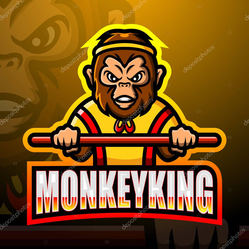 Vector illustration of Monkey king mascot esport logo design