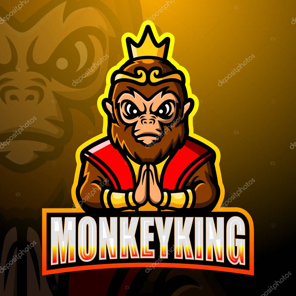 Vector illustration of Monkey king mascot esport logo design