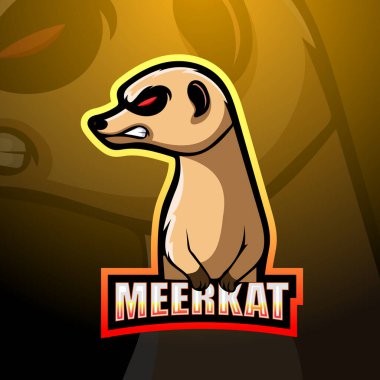Meerkat maskot esport logo tasarımının vektör illüstrasyonu