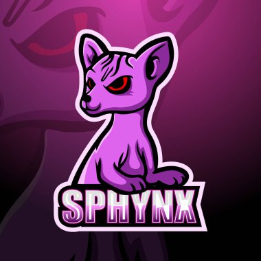 Sphynx maskot esport logo tasarımının vektör illüstrasyonu