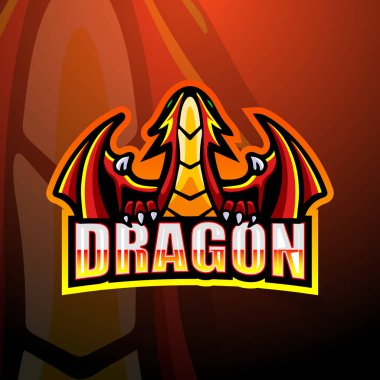 Dragon maskot esport logosunun vektör çizimi