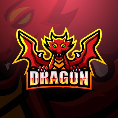 Dragon maskot esport logosunun vektör çizimi