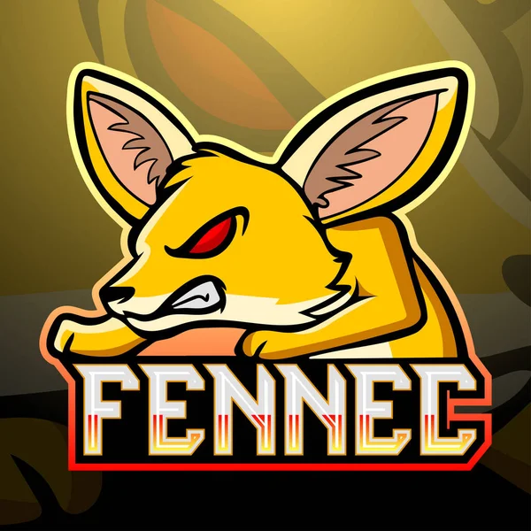Fennec Fox Esport吉祥物标识设计的向量图 — 图库矢量图片