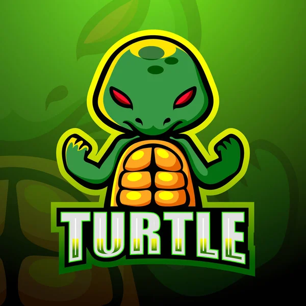 Vector Illustratie Van Turtle Mascotte Esport Logo Ontwerp — Stockvector