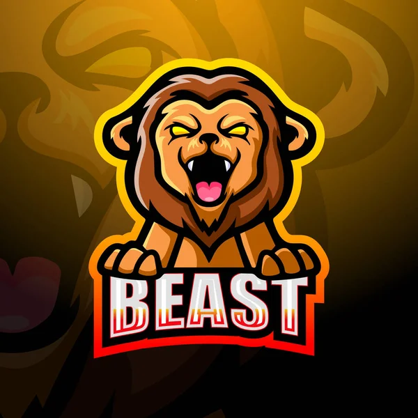 Vector Illustratie Van Lion Mascotte Esport Logo Ontwerp — Stockvector