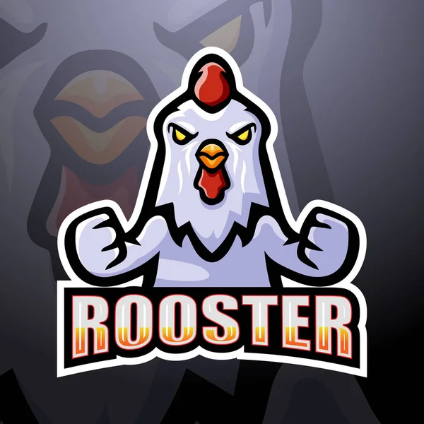 Rooster Maskot Esport Logo Tasarımının Vektör Illüstrasyonu — Stok Vektör