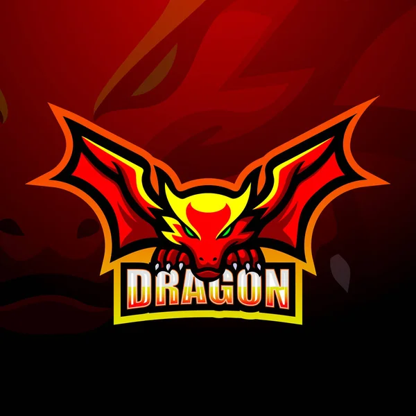 Illustration Vectorielle Mascotte Dragon Esport Logo Design — Image vectorielle