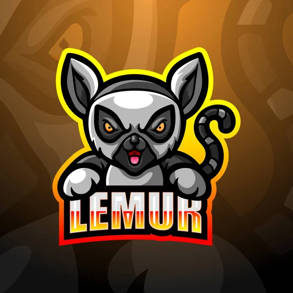 Lemur吉祥物Esport标志设计的向量图 — 图库矢量图片