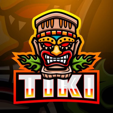 Tiki maskotu esport logo tasarımının vektör illüstrasyonu