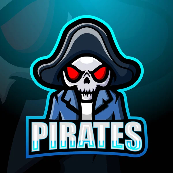 Illustration Vectorielle Logo Mascotte Esport Crâne Pirate — Image vectorielle