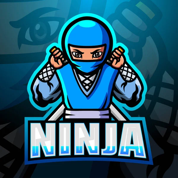 Wektor Ilustracja Projektu Logo Maskotki Ninja Esport — Wektor stockowy