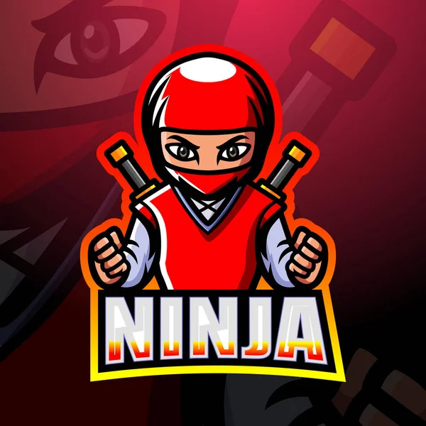 Wektor Ilustracja Projektu Logo Maskotki Ninja Esport — Wektor stockowy