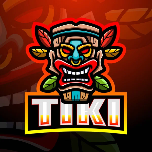 Vektor Illusztráció Tiki Maszk Kabala Esport Logó Design — Stock Vector