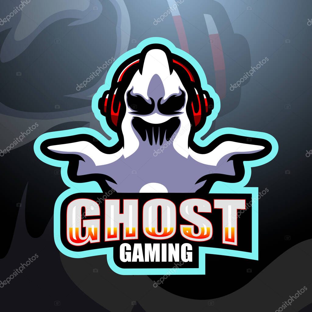 Vector illustration of Ghost gaming mascot esport logo design