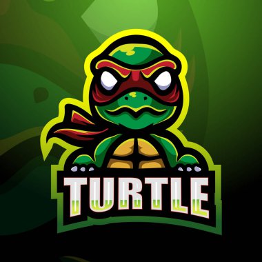 Kaplumbağa maskotu esport logosu tasarımı