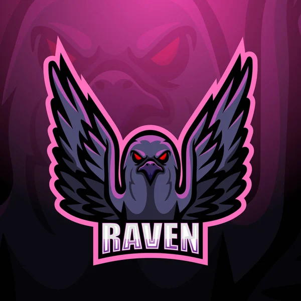 Conception Logo Mascotte Raven Esport — Image vectorielle