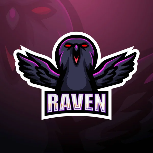 Conception Logo Mascotte Raven Esport — Image vectorielle