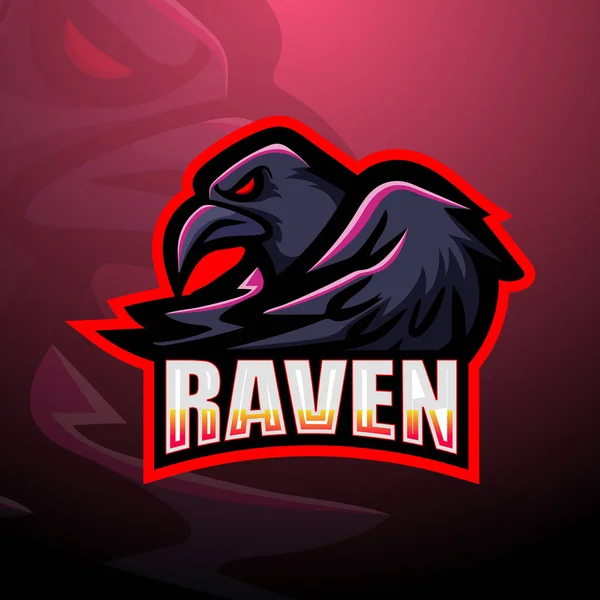 Raven Esport Maskot Logotyp Design — Stock vektor