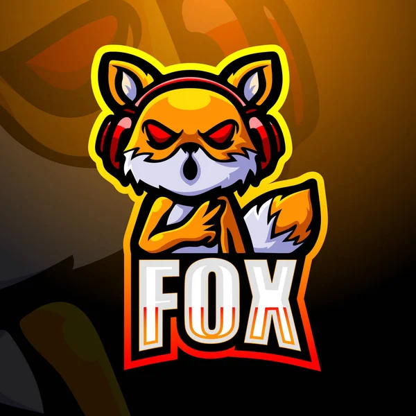 Fox Jogo Mascote Esport Logotipo Design —  Vetores de Stock