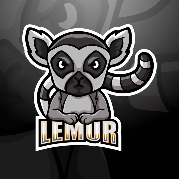 Lemur吉祥物Esport标志设计 — 图库矢量图片