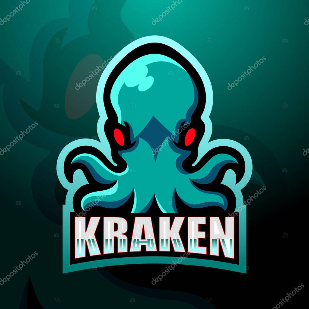 Kraken mascot esport logo design