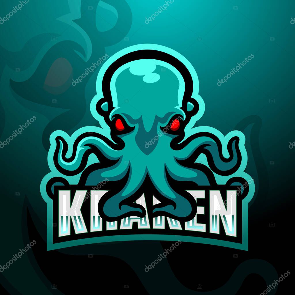 Kraken mascot esport logo design