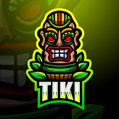 Tiki maskotu esport logo tasarımının vektör illüstrasyonu