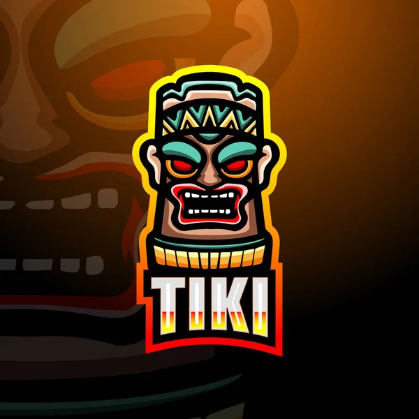 Vektor Illustration Des Tiki Maskottchen Esport Logo Design — Stockvektor