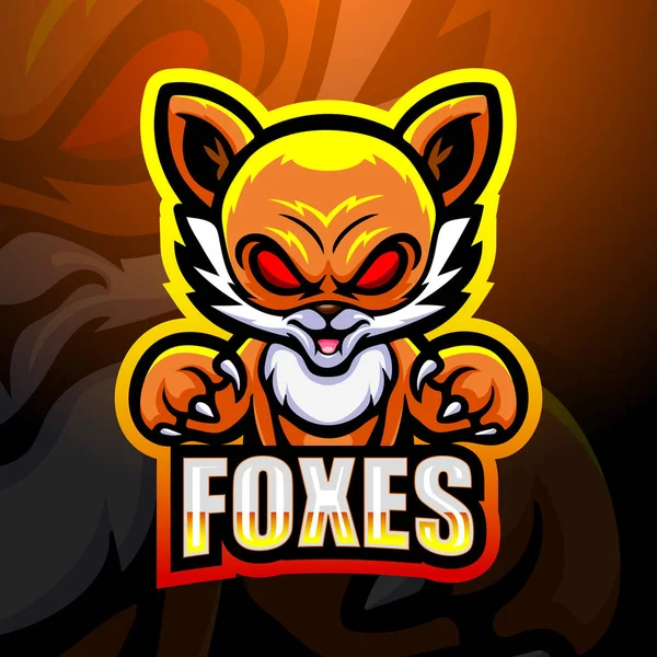 Fox Mascot Esport 디자인 — 스톡 벡터