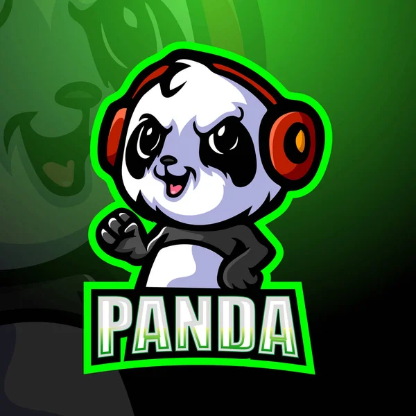 Gamer Panda Mascotte Esport Logo Ontwerp — Stockvector