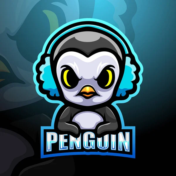 Oyuncu Penguen Maskot Esport logosu Tasarımı