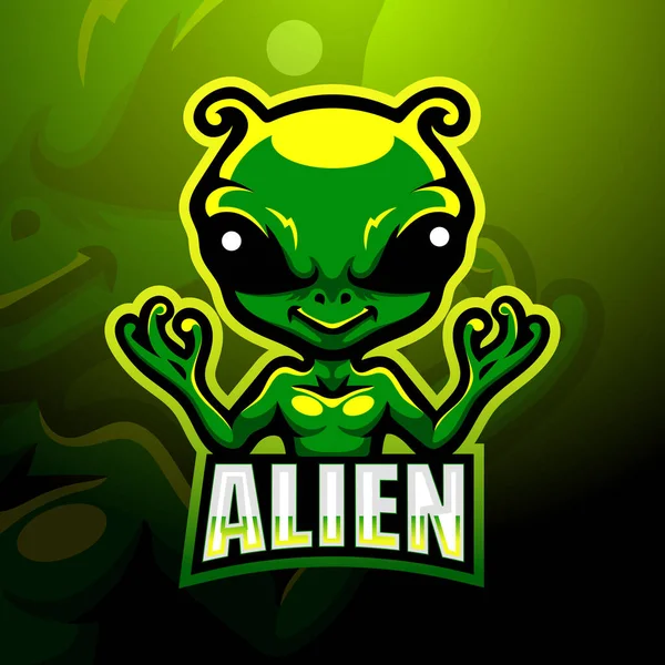 Ilustração Vetorial Design Logotipo Esport Mascote Alienígena —  Vetores de Stock
