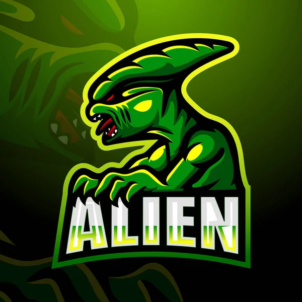 Vector Illustratie Van Alien Mascotte Esport Logo Ontwerp — Stockvector