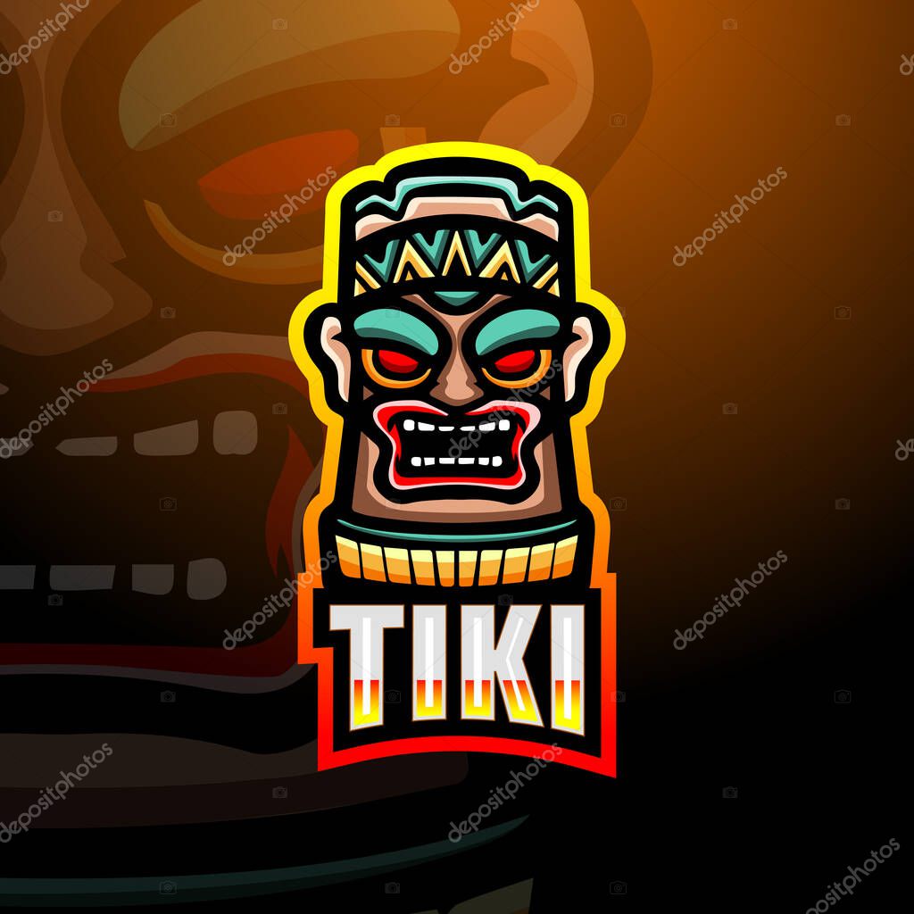 Vector illustration of Tiki mask mascot esport logo design