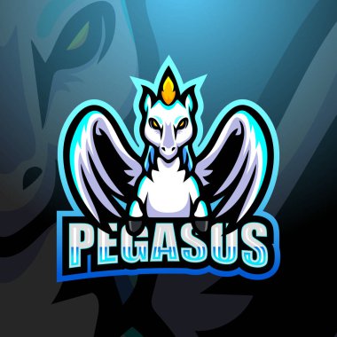 Pegasus maskot esport logo tasarımının vektör illüstrasyonu